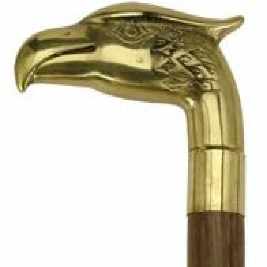 * Harvy Uni Eagle Head Cane Walnut Maple, Solid Brass Handle -Affordable Gift For Your Loved One! Item #Dhar-11287 Walking Canes