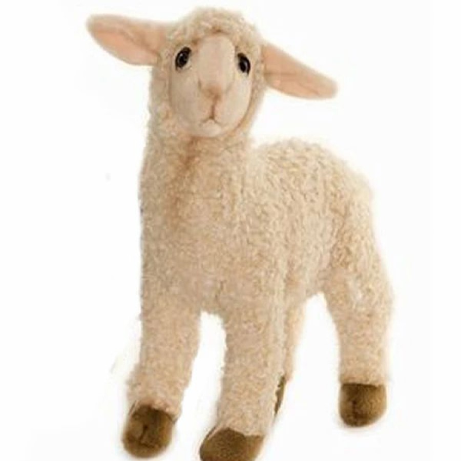 * White Sheep Kid Toy Reproduction By Hansa, 4" Long -Affordable Gift For Your Little One! Item #Dhan-3455 Hansa Animals