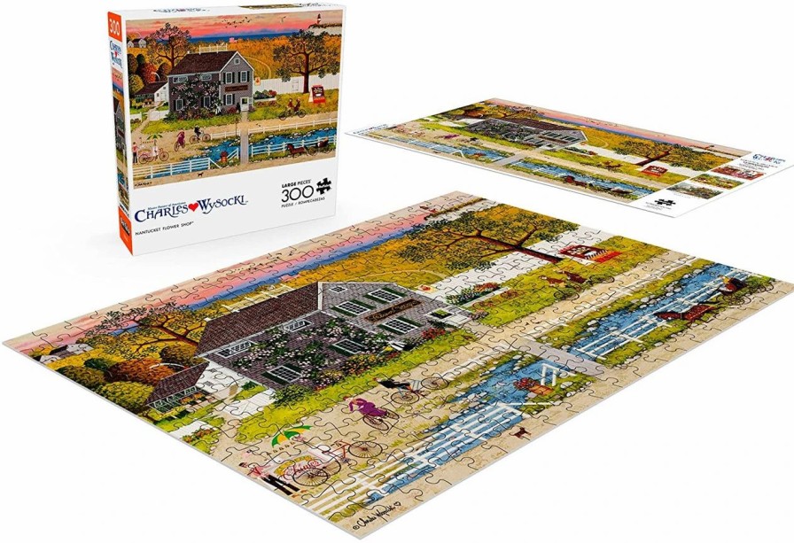 * Buffalo Games Charles Wysocki Nantucket Flower Shop 300 Piece Jigsaw Puzzle Fall Puzzles