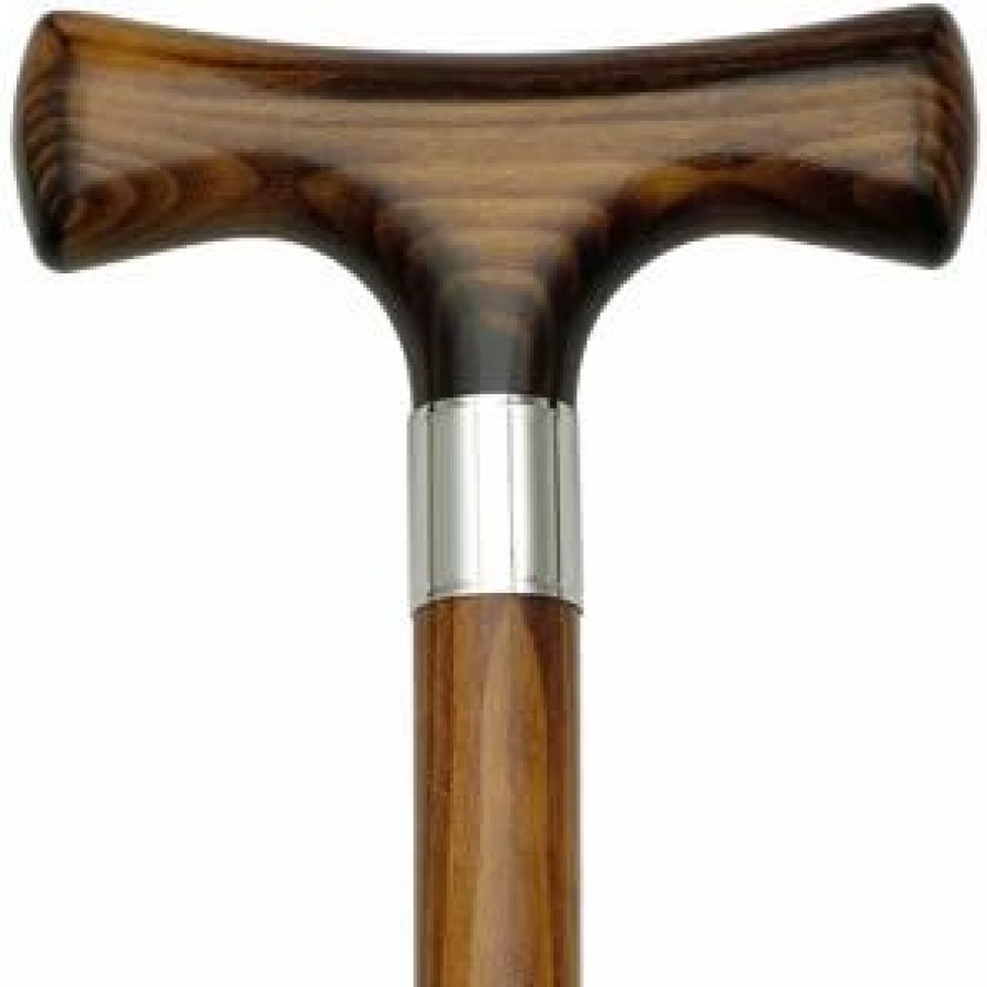 * Harvy Ladies T Cane Walnut Shaft, Walnut Handle -Affordable Gift For Your Loved One! Item #Dhar-16317 Walking Canes