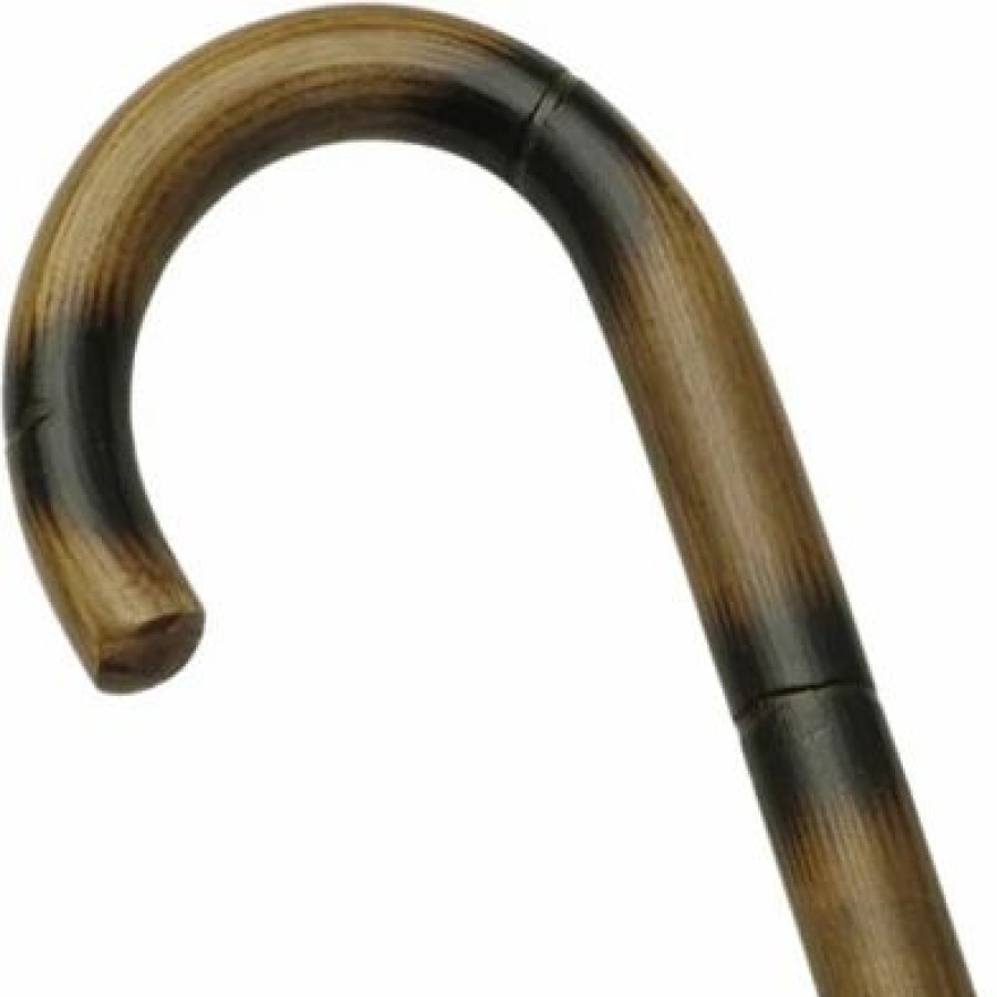 * Harvy Uni Round Nose Crook Cane Stepped/Scorched Applewood -Affordable Gift For Your Loved One! Item #Dhar-33019 Walking Canes