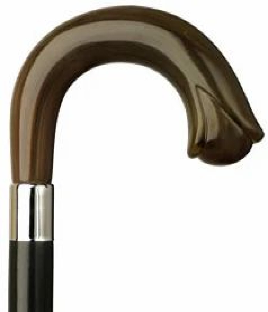 * Harvy Carved Nose Crook Cane Black Shaft Horn Handle -Affordable Gift For Your Loved One! Item #Dhar-12061 Walking Canes