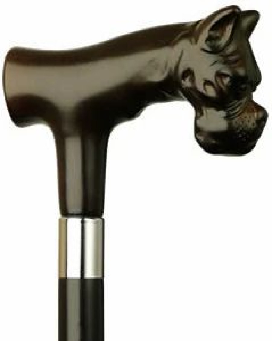 * Harvy Bull Dog Head Derby Black Maple Cane, Brown Handle -Affordable Gift For Your Loved One! Item #Dhar-14020 Walking Canes