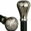 * Harvy Men Embossed Knob Cane High Gloss Black Shaf T, Chrome Plated Acrylic Handle -Affordable Gift For Your Loved One! Item #Dhar-13890 Walking Canes