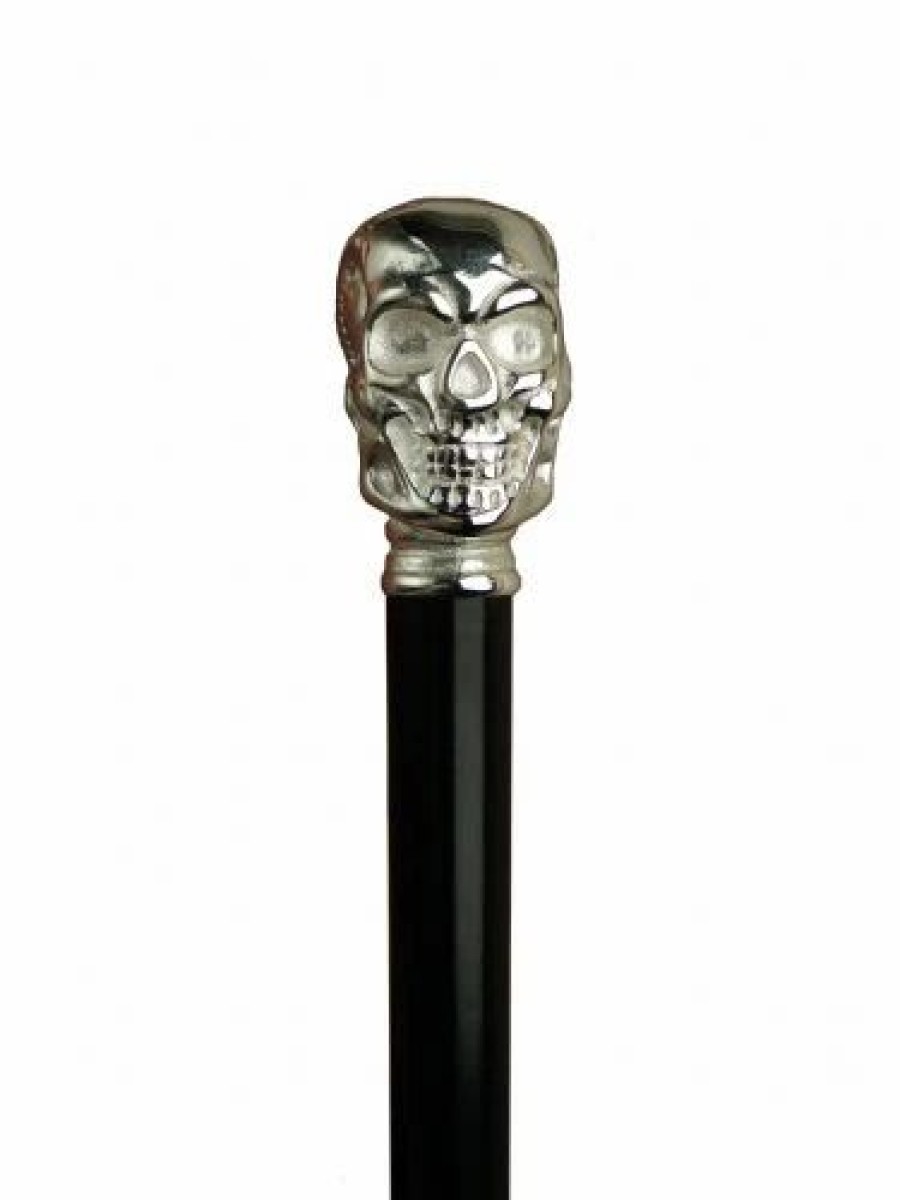 * Harvy Uni Skull Cane Black, Metal Chrome Finish Handle -Affordable Gift For Your Loved One! Item #Dhar-11188 Walking Canes