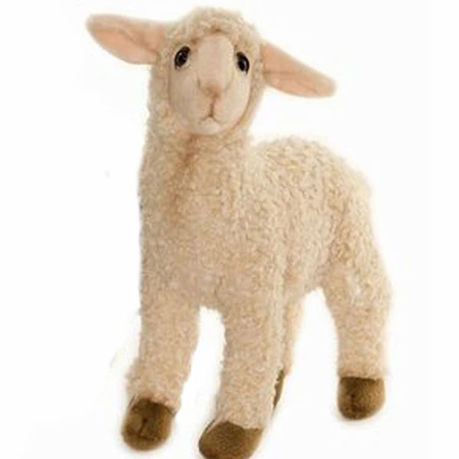 * White Sheep Kid Toy Reproduction By Hansa, 4" Long -Affordable Gift For Your Little One! Item #Dhan-3455 Hansa Animals