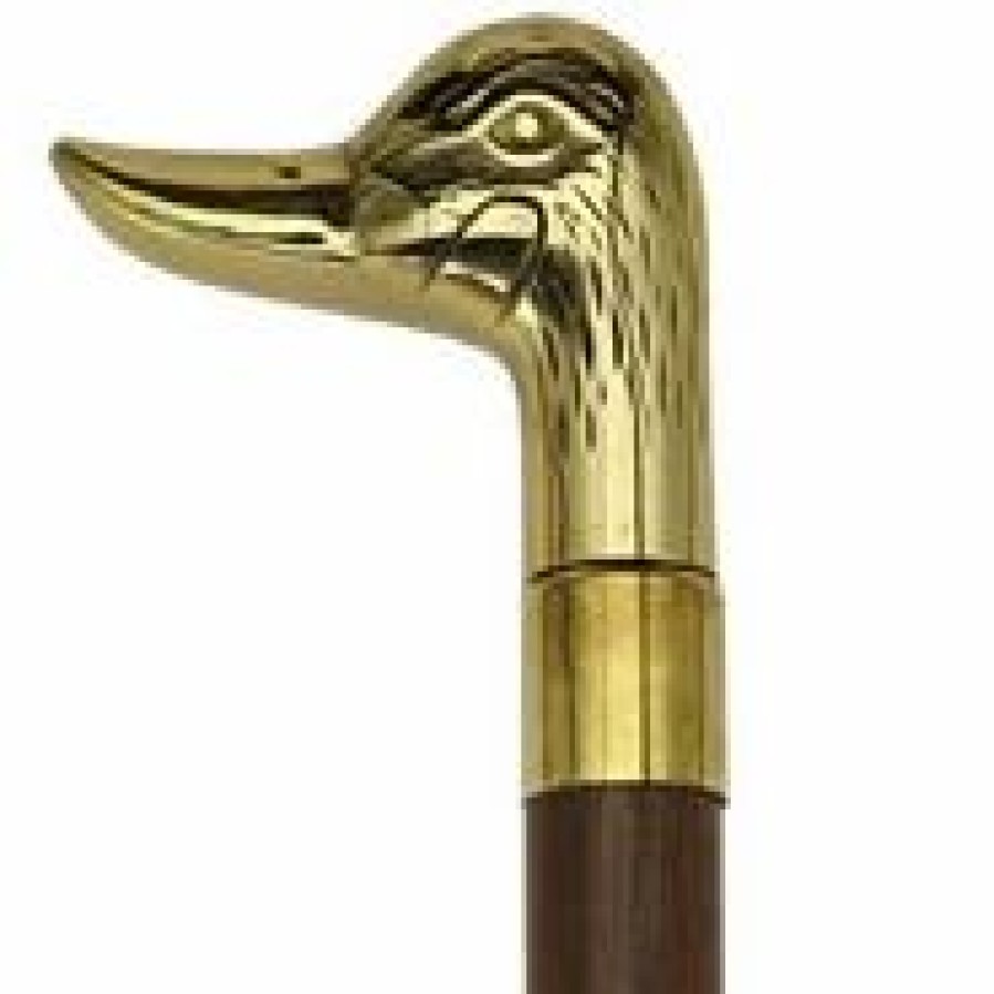 * Harvy Uni Duck Head Cane Walnut Maple, Solid Brass Handle -Affordable Gift For Your Loved One! Item #Dhar-11217 Walking Canes