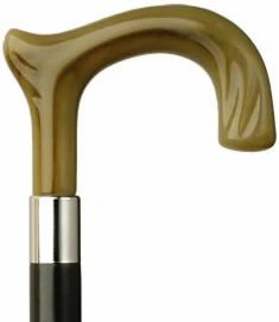 * Harvy Ladies Derby Cane Black Maple Shaft, Horn Handle -Affordable Gift For Your Loved One! Item #Dhar-13091 Walking Canes