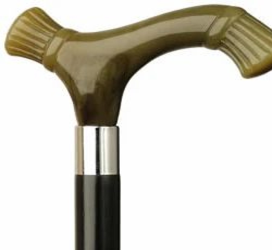 * Harvy Uni Carved Derby Cane Black Maple Shaft, Horn Handle -Affordable Gift For Your Loved One! Item #Dhar-12031 Walking Canes