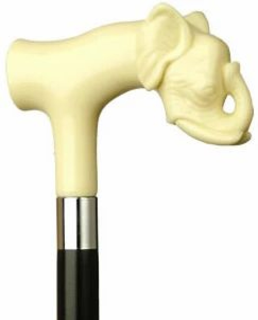 * Harvy Elephant Head Black Maple Cane Ivory Handle -Affordable Gift For Your Loved One! Item #Dhar-14038 Walking Canes