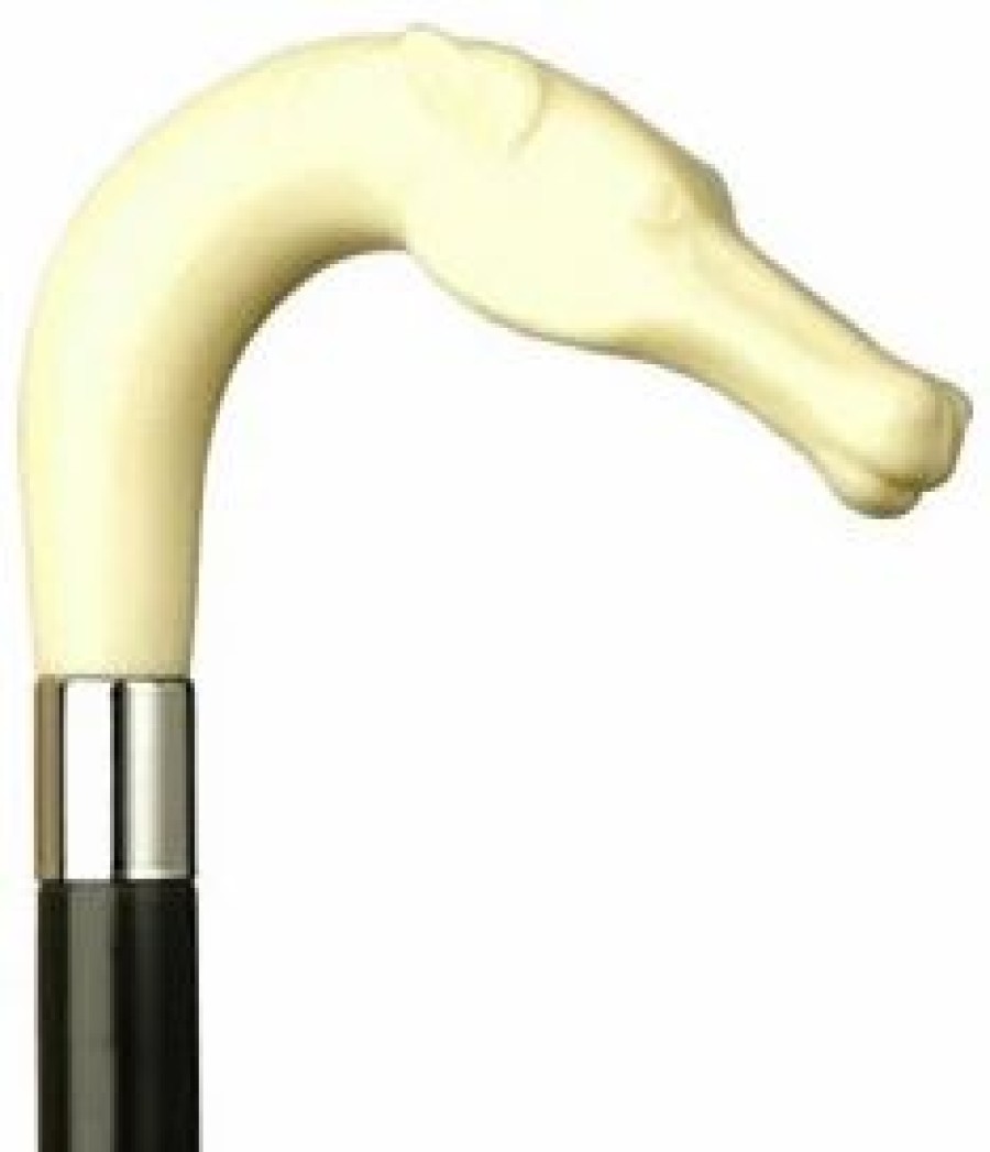 * Harvy Uni Horse Head L Black Maple Cane, Ivory Handle -Affordable Gift For Your Loved One! Item #Dhar-14098 Walking Canes