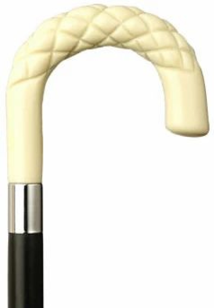 * Harvy Men Diamond Nose Crook Cane Black Shaft Ivory Handle -Affordable Gift For Your Loved One! Item #Dhar-12118 Walking Canes