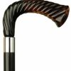 * Harvy Rope Carved L Cane Black Maple Shaft Shell Handle -Affordable Gift For Your Loved One! Item #Dhar-12079 Walking Canes