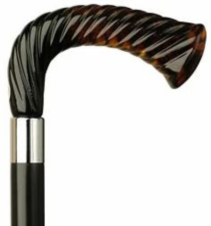 * Harvy Rope Carved L Cane Black Maple Shaft Shell Handle -Affordable Gift For Your Loved One! Item #Dhar-12079 Walking Canes