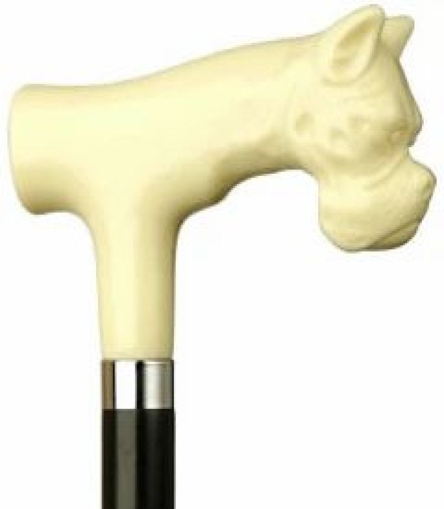 * Harvy Bull Dog Head Derby Black Cane, Ivory Handle -Affordable Gift For Your Loved One! Item #Dhar-14028 Walking Canes