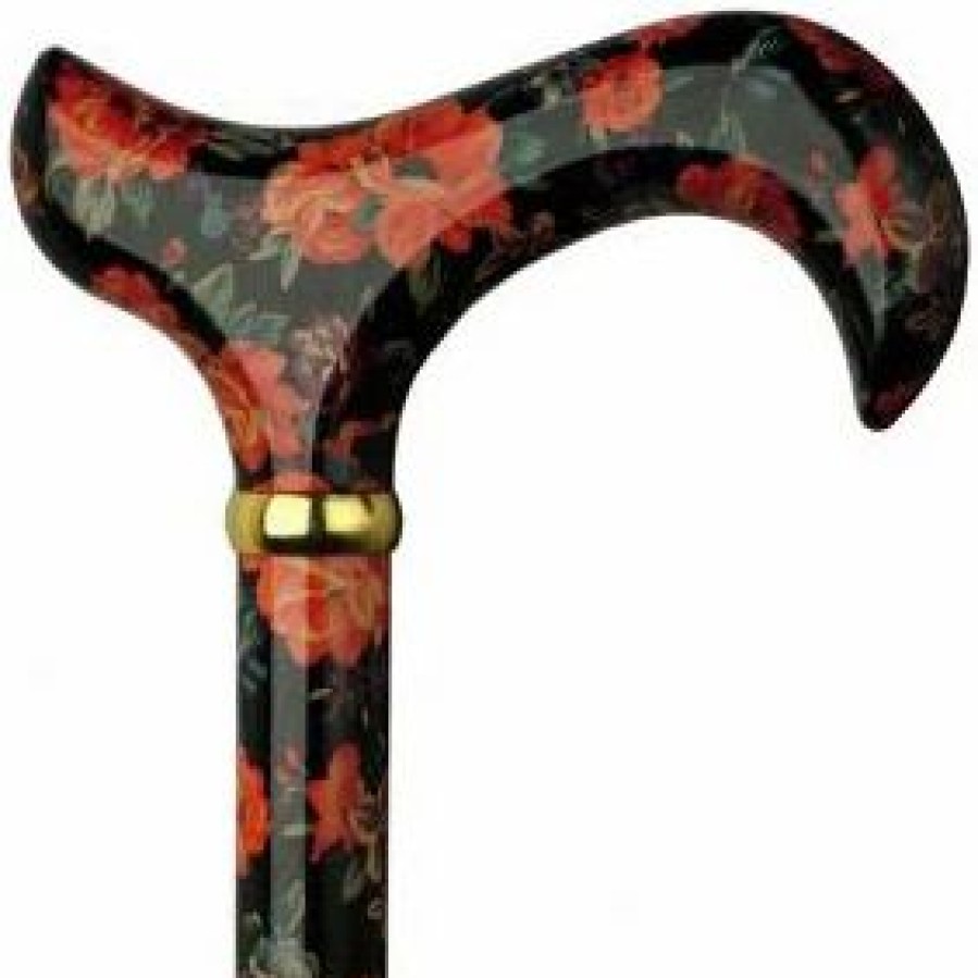 * Harvy Uni Derby Cane Bloom'N Red Primroses High Gloss -Affordable Gift For Your Loved One! Item #Dhar-16710 Walking Canes