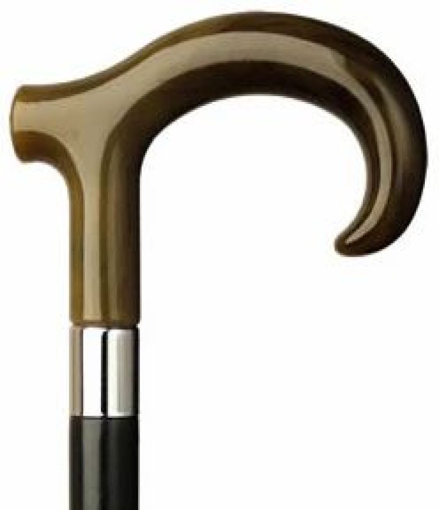 * Harvy Men Derby Hook Cane Black Maple Shaft, Horn Handle -Affordable Gift For Your Loved One! Item #Dhar-12011 Walking Canes