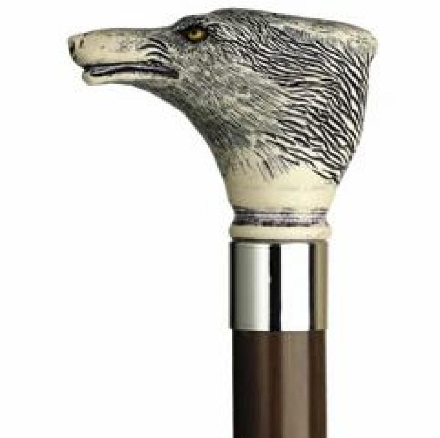 * Harvy Uni Fox Head Cane Walnut Shaft -Affordable Gift For Your Loved One! Item #Dhar-10827 Walking Canes