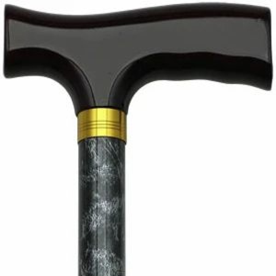 * Harvy Adjustable Fritz Cane Black Metallic Marble , Brown Solid Wood Handle -Affordable Gift For Your Loved One! Item #Dhar-52517 Walking Canes