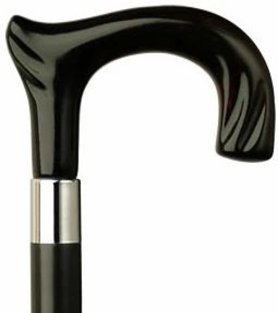 * Harvy Ladies Derby Cane Black Maple Shaft, Shell Handle -Affordable Gift For Your Loved One! Item #Dhar-13099 Walking Canes