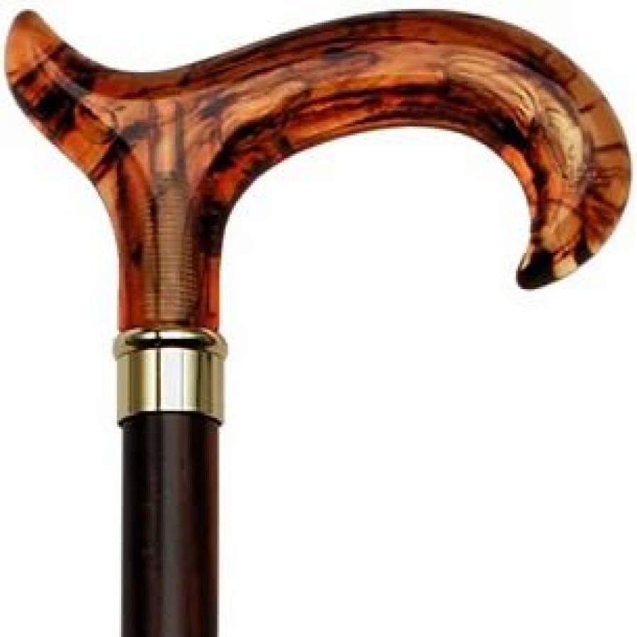 * Harvy Uni Cane In Cherry Scorched With Amber Handle -Affordable Gift For Your Loved One! Item #Dhar-07656 Walking Canes