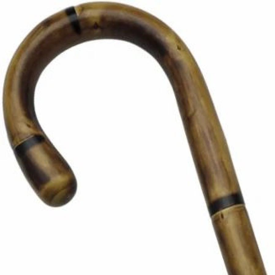 * Harvy Men Stylish Crook Cane Stepped/Scorched Chestnut -Affordable Gift For Your Loved One! Item #Dhar-62000 Walking Canes