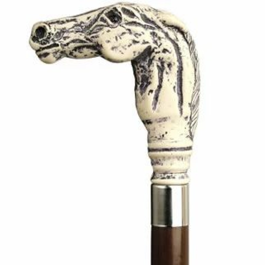 * Harvy Uni Racehorse Head Cane Walnut Shaft -Affordable Gift For Your Loved One! Item #Dhar-10807 Walking Canes