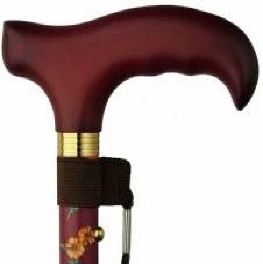 * Harvy Folding Adjustable Derby Cane Fuchsia Aluminum Shaft , Burgundy Solid Wood Handle -Affordable Gift For Your Loved One! Item #Dhar-52744 Walking Canes