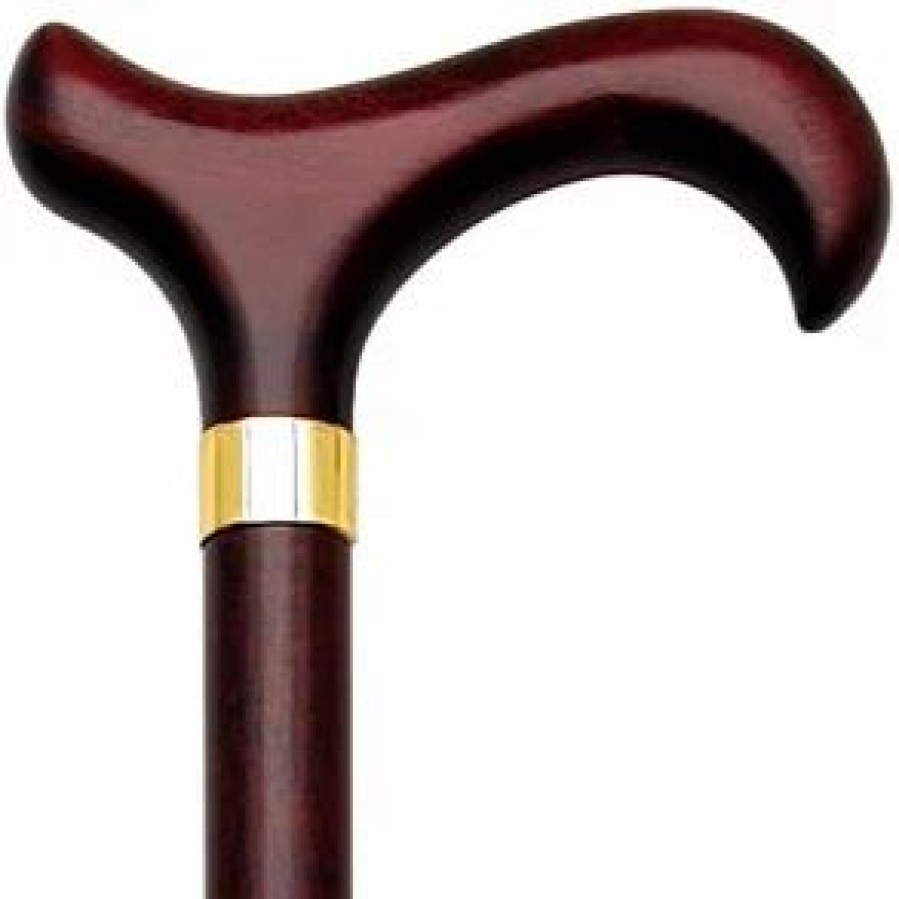 * Harvy Ladies Derby Cane Burgundy Maple Shaft, Burgundy Handle -Affordable Gift For Your Loved One! Item #Dhar-07719 Walking Canes