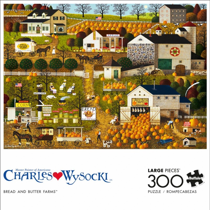 * Buffalo Games Charles Wysocki Bread And Butter Farms 300 Large Piece Jigsaw Puzzle Fall Puzzles