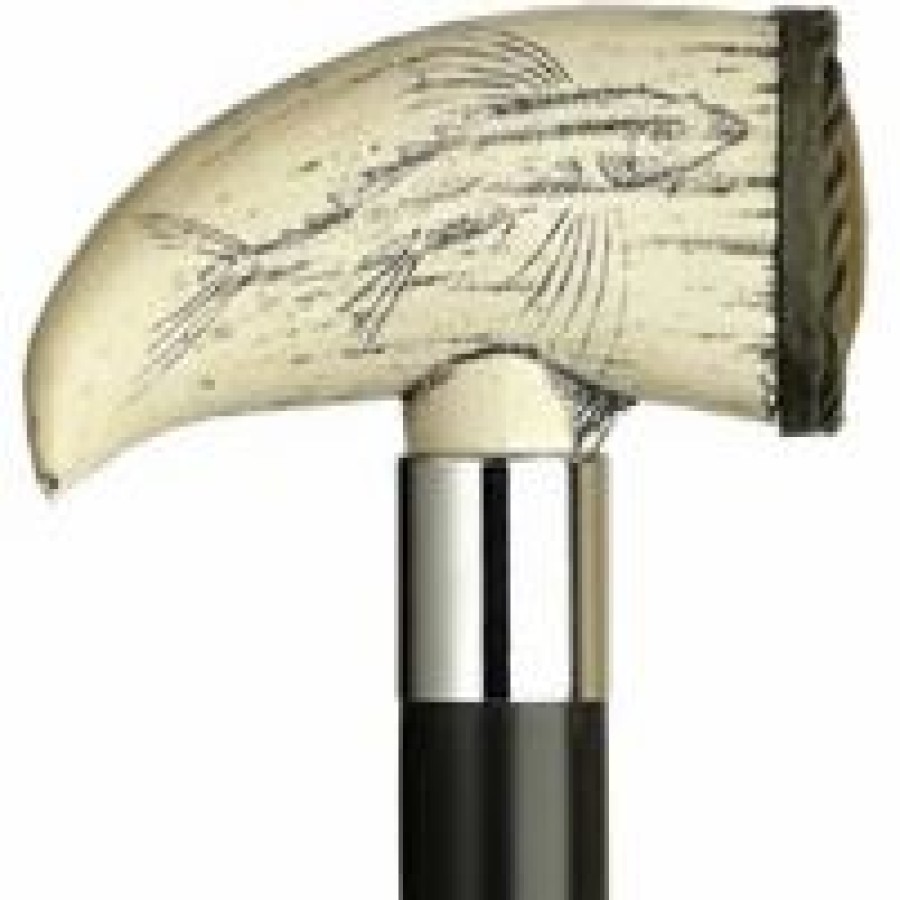 * Harvy Uni Embossed Whale Tooth Cane Black Shaft -Affordable Gift For Your Loved One! Item #Dhar-10698 Walking Canes