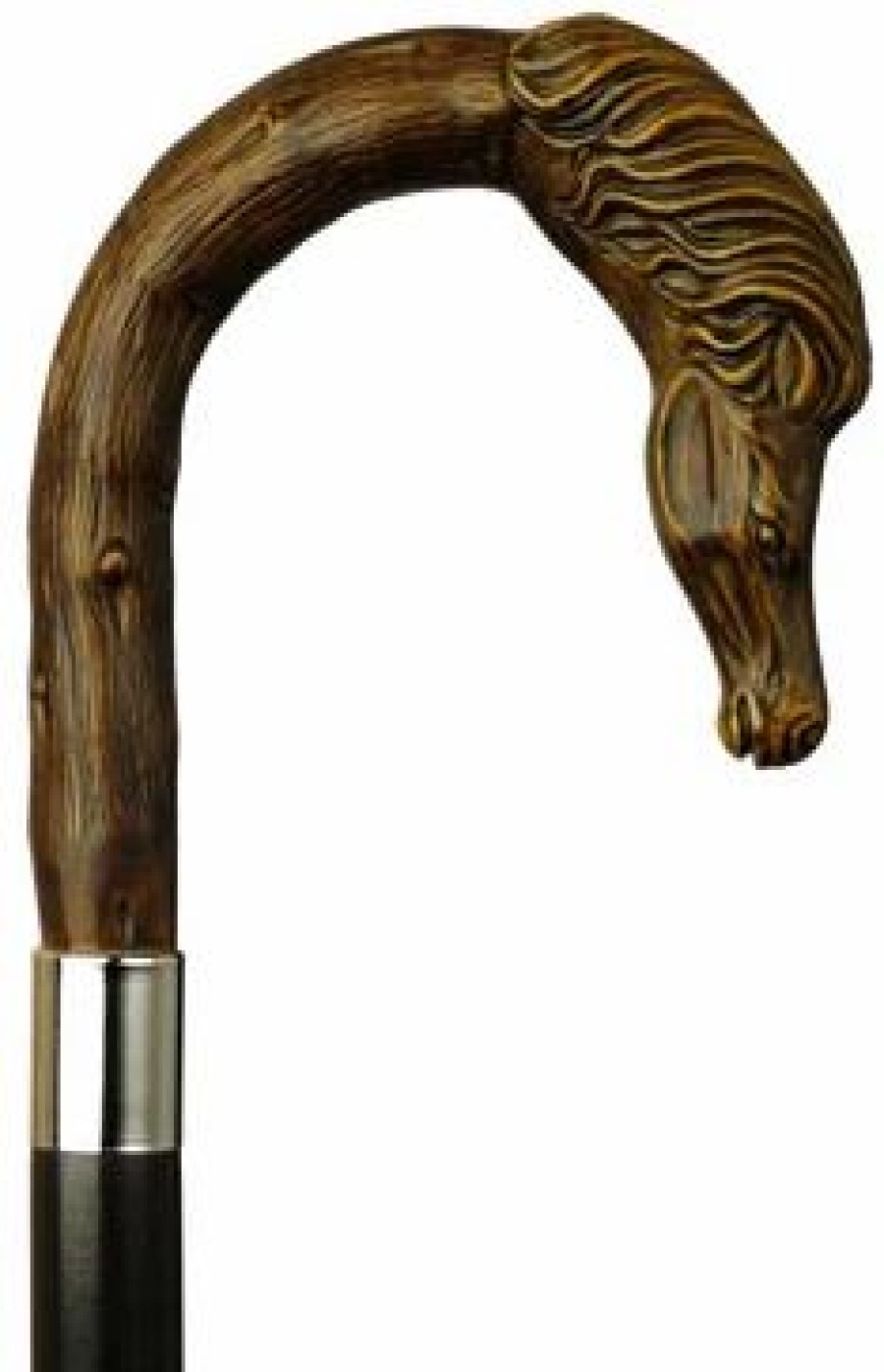 * Harvy Uni Horse Head Crook Black Maple Cane, Brown Handle -Affordable Gift For Your Loved One! Item #Dhar-14050 Walking Canes