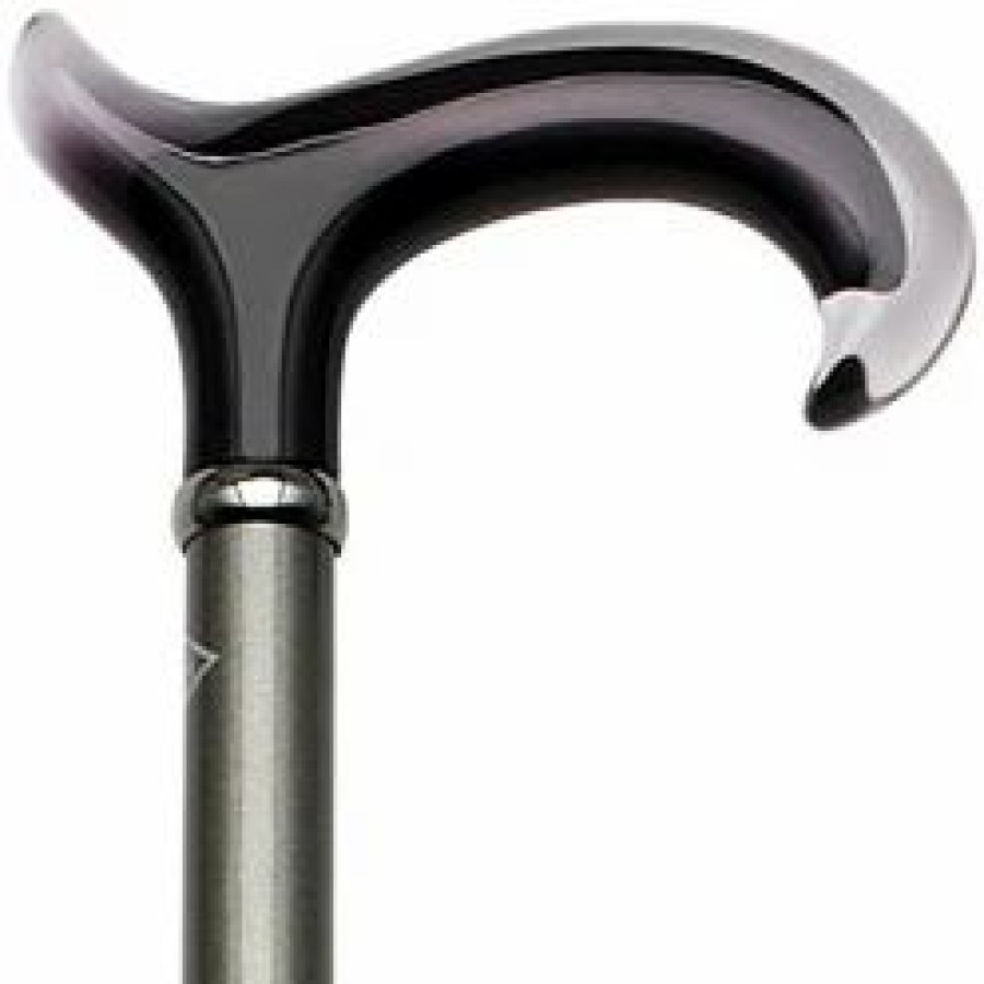 * Harvy Ladies Black Derby Cane Metallic Grey Shaft -Affordable Gift For Your Loved One! Item #Dhar-07848 Walking Canes