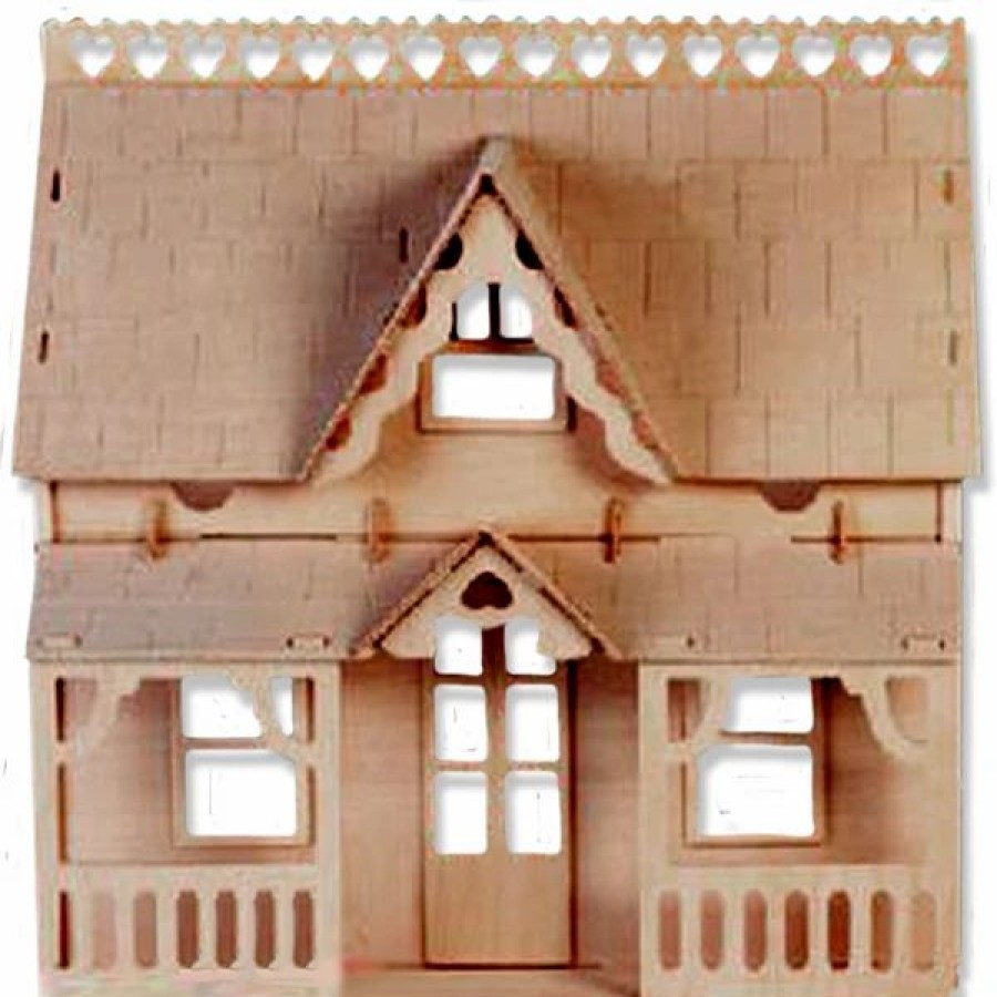 * All4Lessshop 3-D Wooden Puzzle House With Veranda 3-D Wooden Puzzles