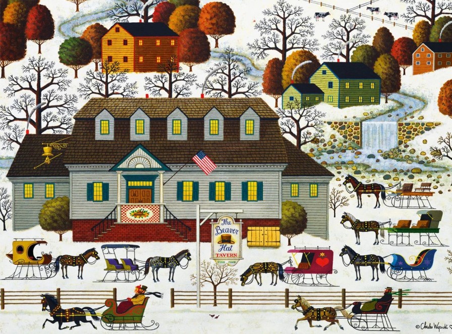 * Buffalo Games Charles Wysocki: Beaver Hat Tavern 1000 Piece Puzzle Fall Puzzles