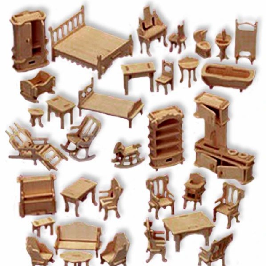 * All4Lessshop 3-D Wooden Puzzle Large Set Of Dollhouse Furniture -Affordable Gift For Your Little One! Item #Dchi-Wpz-P077 3-D Wooden Puzzles