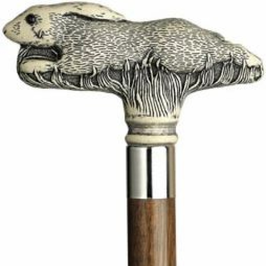 * Harvy Uni Running Rabbit Cane Walnut Shaft -Affordable Gift For Your Loved One! Item #Dhar-10677 Walking Canes