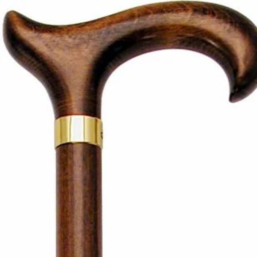 * Harvy Men Extra Wide Stylish Walnut Finish Derby Cane -Affordable Gift For Your Loved One! Item #Dhar-76497 Walking Canes