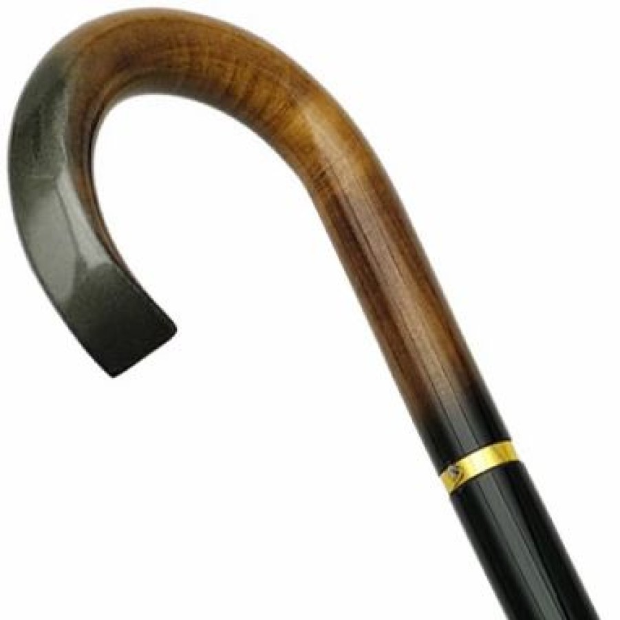 * Harvy Sanded Nose Crook Cane Black, & Metallic Gray Maple -Affordable Gift For Your Loved One! Item #Dhar-07672 Walking Canes