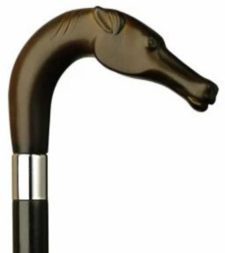 * Harvy Uni Horse Head L Black Maple Cane, Brown Handle -Affordable Gift For Your Loved One! Item #Dhar-14090 Walking Canes