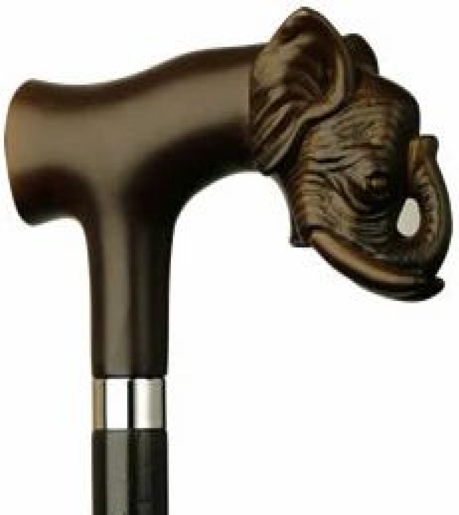 * Harvy Elephant Head Derby Black Maple Cane, Brown Handle -Affordable Gift For Your Loved One! Item #Dhar-14030 Walking Canes