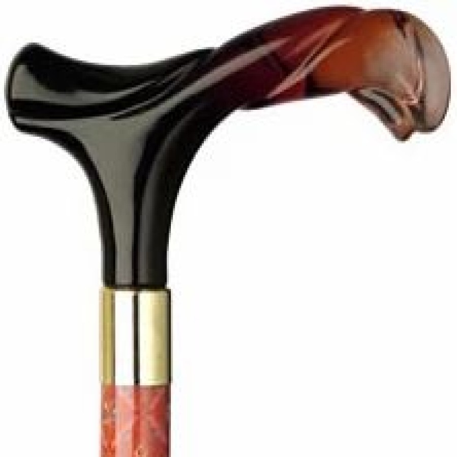 * King Of Canes Ladies Crook Cane Stepped/Scorched Castania Chestnut -Affordable Gift For Your Loved One! Item #Dhar-15800 Walking Canes