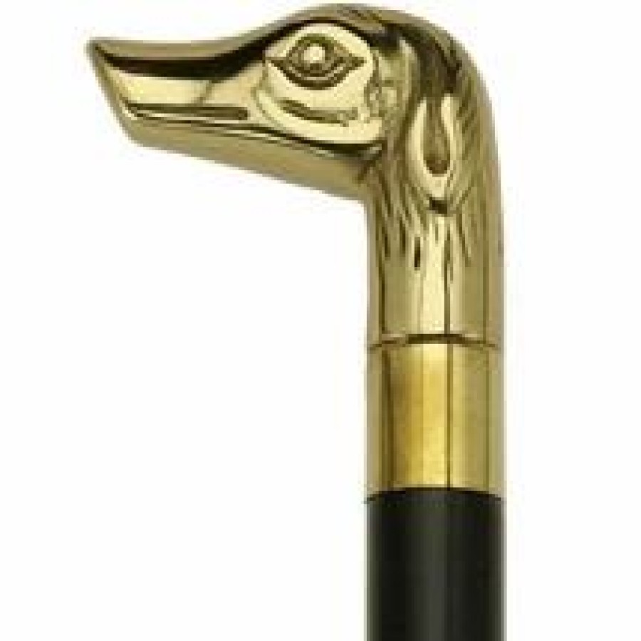 * Harvy Uni Dog Head Cane Black Maple, Solid Brass Handle -Affordable Gift For Your Loved One! Item #Dhar-11408 Walking Canes