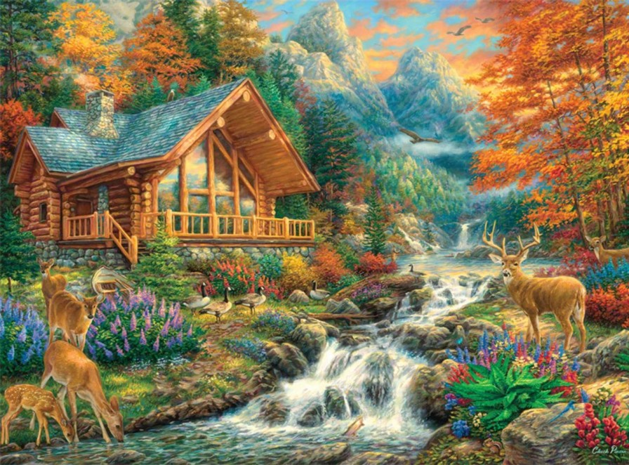 * Buffalo Games Chuck Pinson Alpine Serenity 1000 Piece Jigsaw Puzzle Fall Puzzles