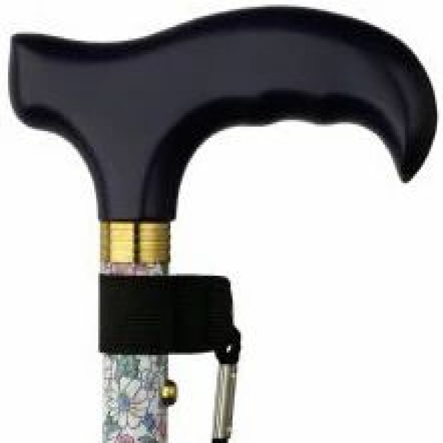 * Harvy Folding Adjustable Derby Cane Wildflower Aluminum Shaft , Dark Blue Solid Wood Handle -Affordable Gift For Your Loved One! Item #Dhar-52742 Walking Canes