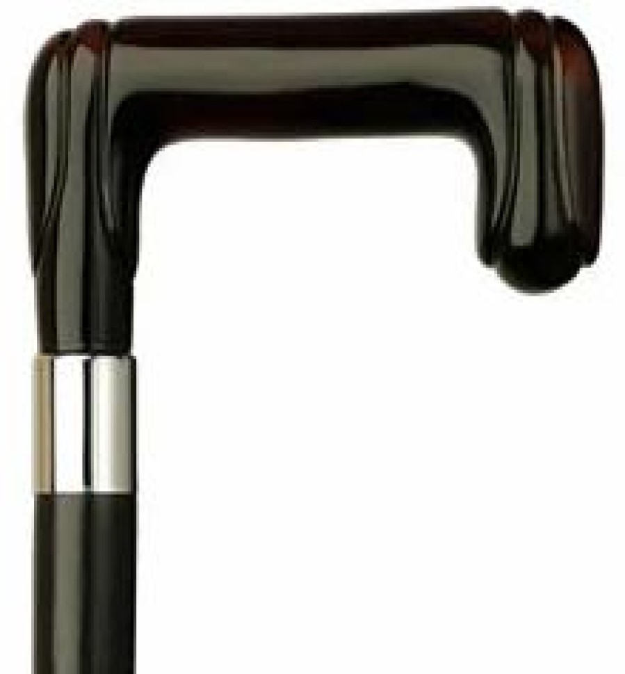 * Harvy Black Square Cane Maple Shaft, Shell Handle -Affordable Gift For Your Loved One! Item #Dhar-12099 Walking Canes