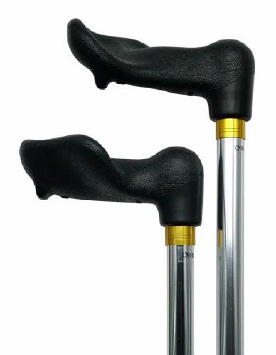 * Harvy Uni Adjustable Left Hand Palm Grip Cane Metallic -Affordable Gift For Your Loved One! Item #Dhar-51211 Walking Canes