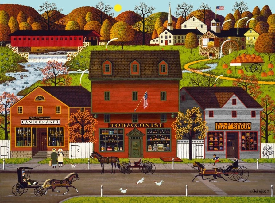 * Buffalo Games Charles Wysocki: Candlemaker, Tobacconist, Hat Shop 1000 Piece Jigsaw Puzzle Fall Puzzles