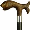 * Harvy Uni Fish Derby Cane Black Maple Shaft, Brown Handle -Affordable Gift For Your Loved One! Item #Dhar-15140 Walking Canes