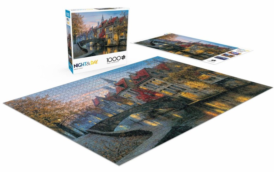 * Buffalo Games Night & Day: Dreamy Canal 1000 Piece Puzzle Fall Puzzles